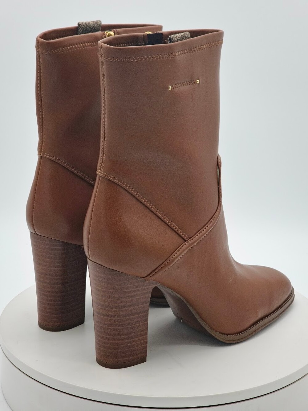 Franco Sarto Informa Women’s Cognac Brown Ankle Boots Block Heel Size 9.5 M NEW - Picture 3 of 10